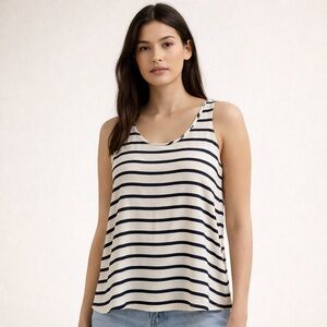 THEORY SILK STRIPED TANK TOP